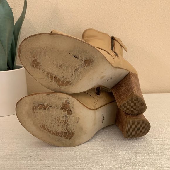 Matisse Leon Natural Leather Mid-Calf Peep Toe Booties Woman’s 7.5M - Picture 13 of 14